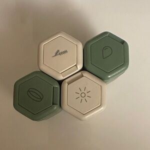 5 Cadence Travel System; Hexagonal Sage and Cream Storage Containers